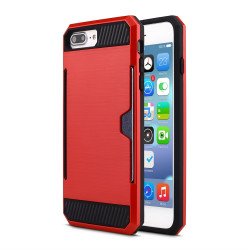 iPhone 7 Plus Credit Card Armor Hybrid Case (Red)
